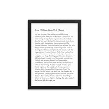 Load image into Gallery viewer, Molly Burford A List Of Things Always Worth Chasing Print