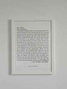 All That You Deserve Framed Print