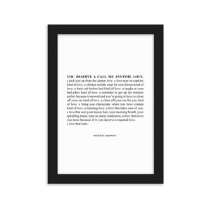 Michaela Poetry You Deserve A Call Me Anytime Love Print