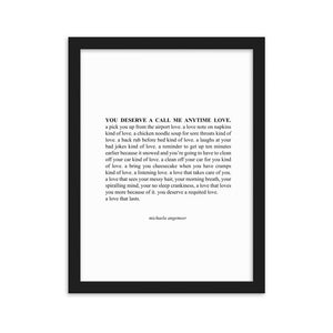 Michaela Poetry You Deserve A Call Me Anytime Love Print